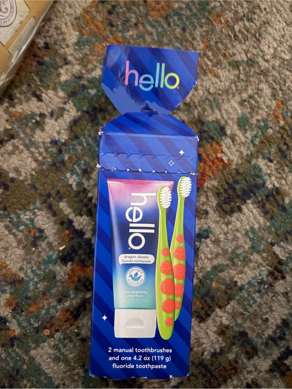 hello Kids Dragon Dazzle Toothpaste & Toothbrush Set - Green